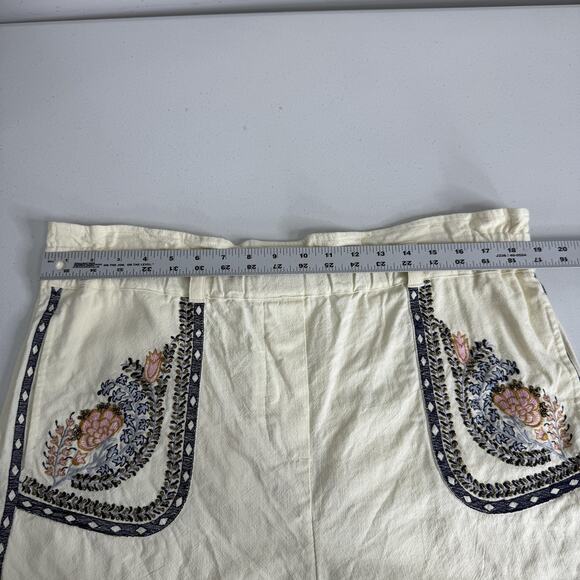 Anthropologie Shorts Womens Small Ivory Annaleigh Piper Floral Embroidered Boho - Picture 8 of 11